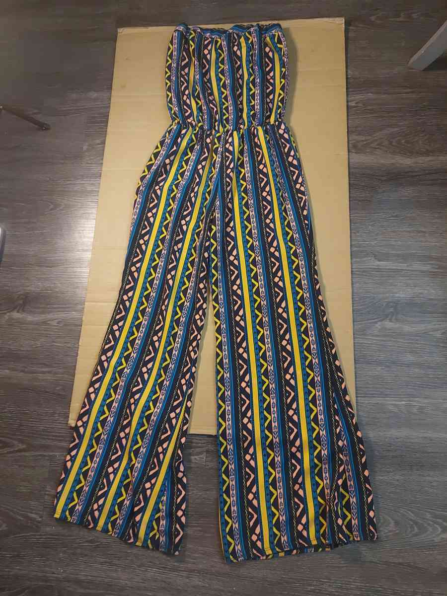 Rainbow Strapless Multicolor Jumpsuit Size S