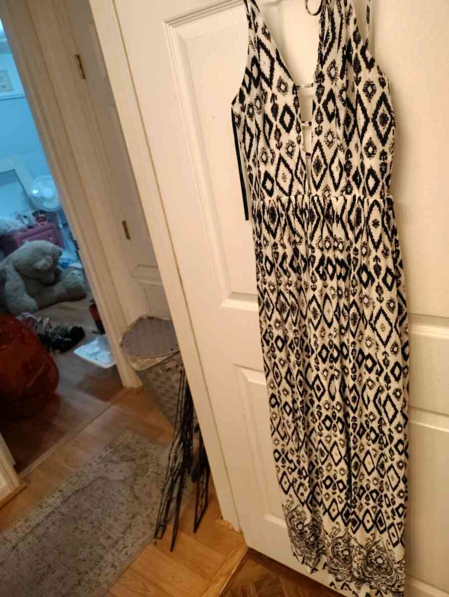 papaya black and white maxi dress