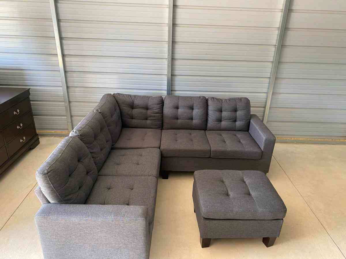 Grey sectional with ottoman Free Delivery If Needed