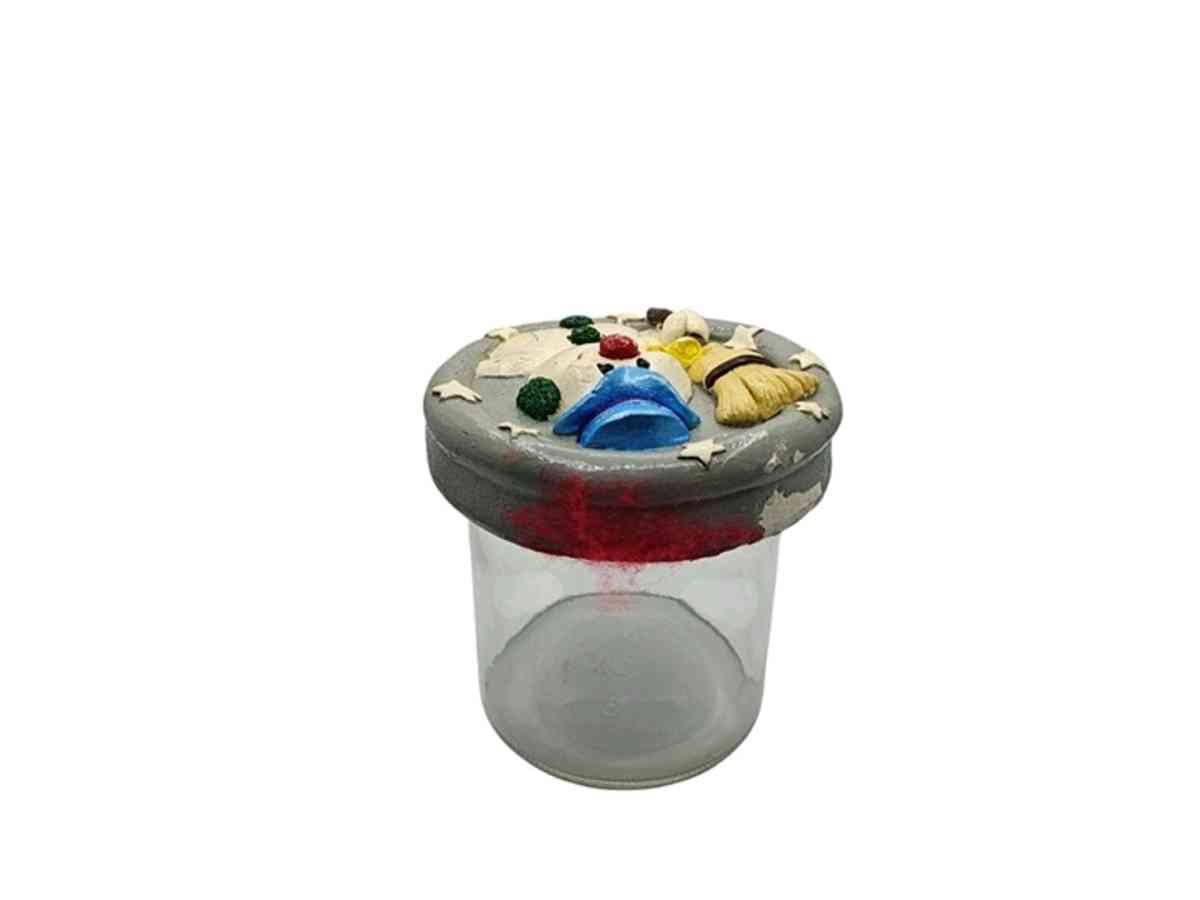 Vintage Snowman Mason Jar Hand Painted Storage Jar Used Good