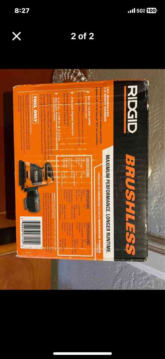 Ridgid 18v brushless sander