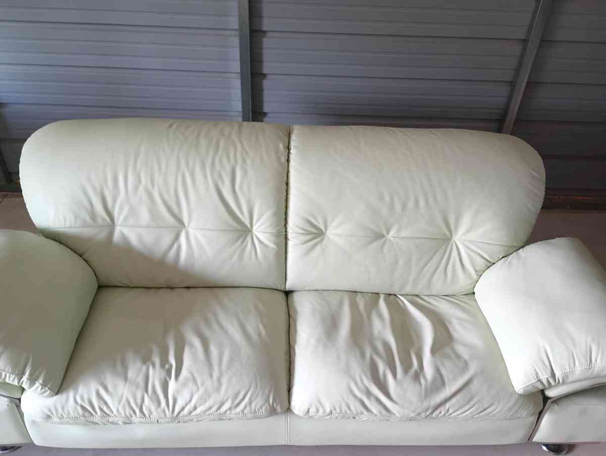 Celadon color Leather couch  FREE DELIVERY IF NEEDED