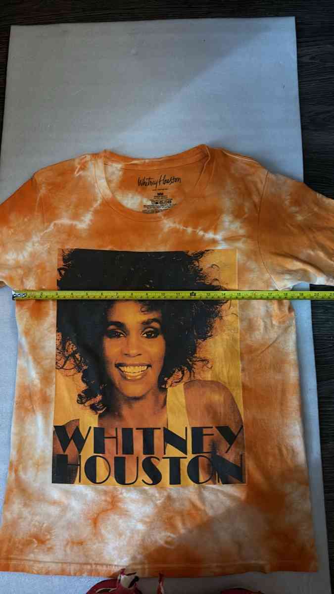Whitney Houston Orange Short Sleeve Tie Dye Tee Shirt Size M