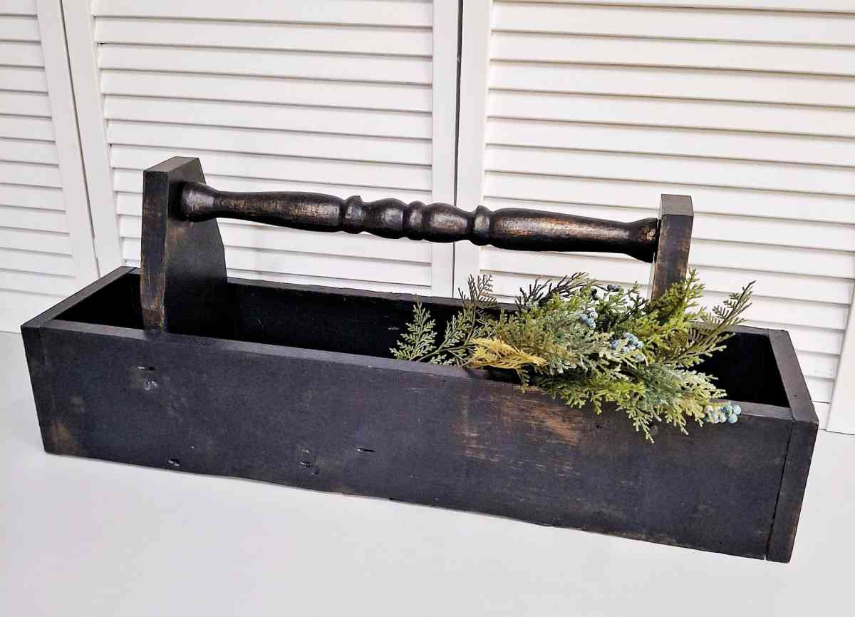 Large Vintage Black Wood Caddy with Antique Gold 28 Long