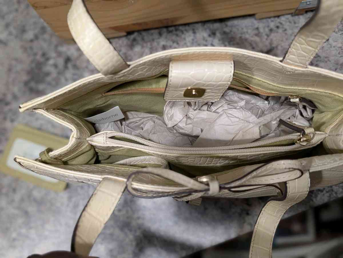 Cream Structured Leather Tote with Double Handles