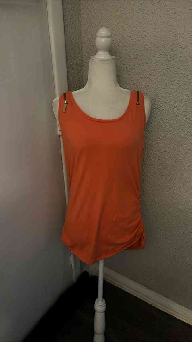 MICHAEL Michael Kors Orange Zip Accent Casual Tank Size L