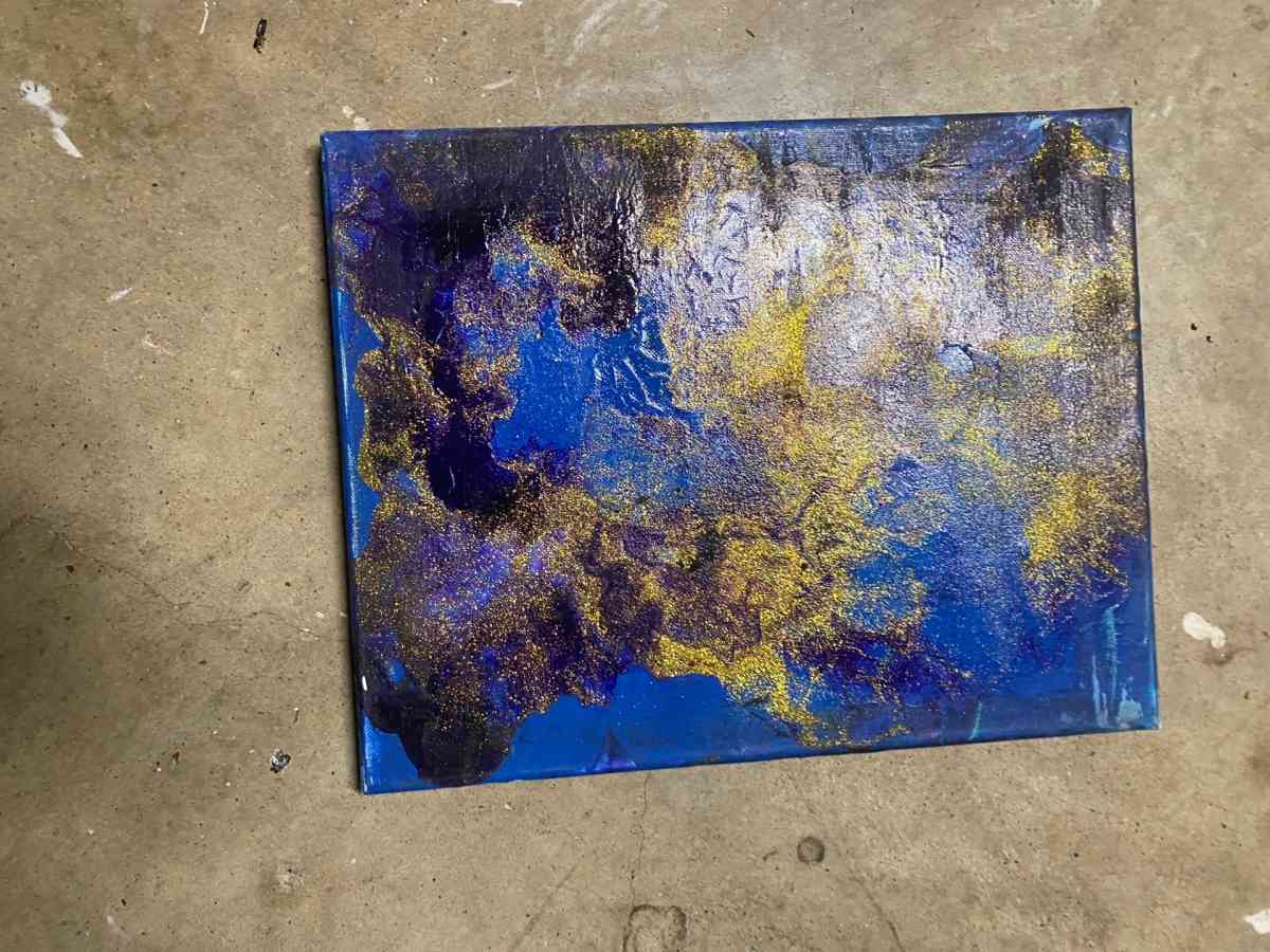 blue purple and gold painting