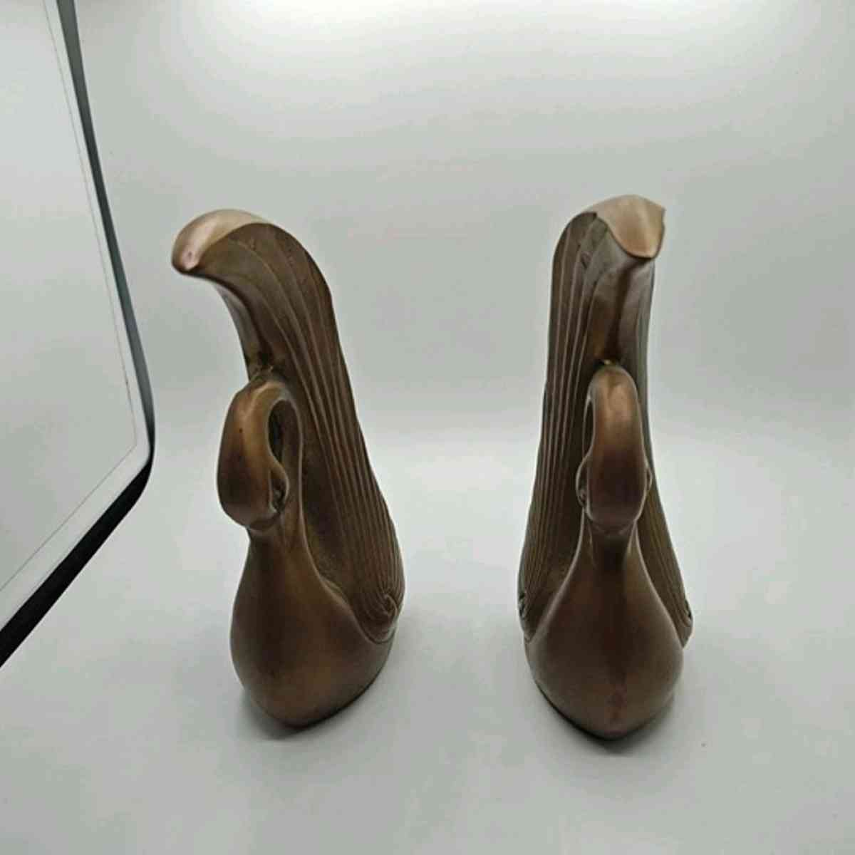Imperial Swans Brown Drip Glaze Retro Figurines Shelf Decor