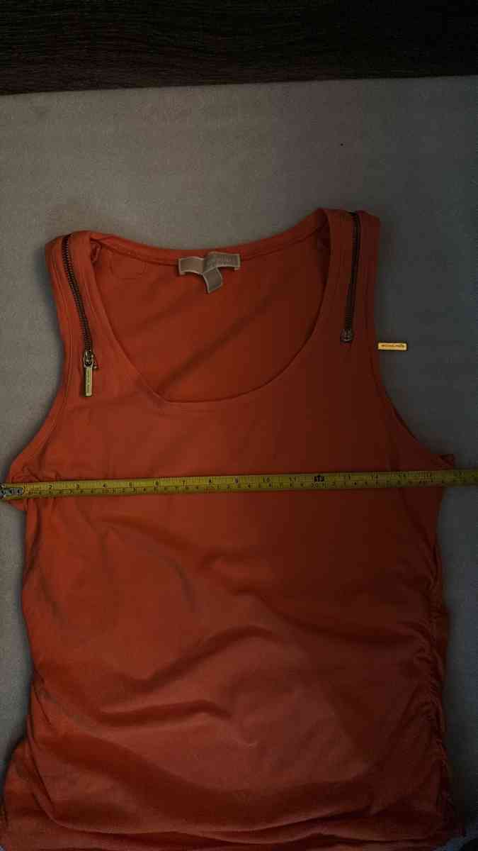 MICHAEL Michael Kors Orange Zip Accent Casual Tank Size L