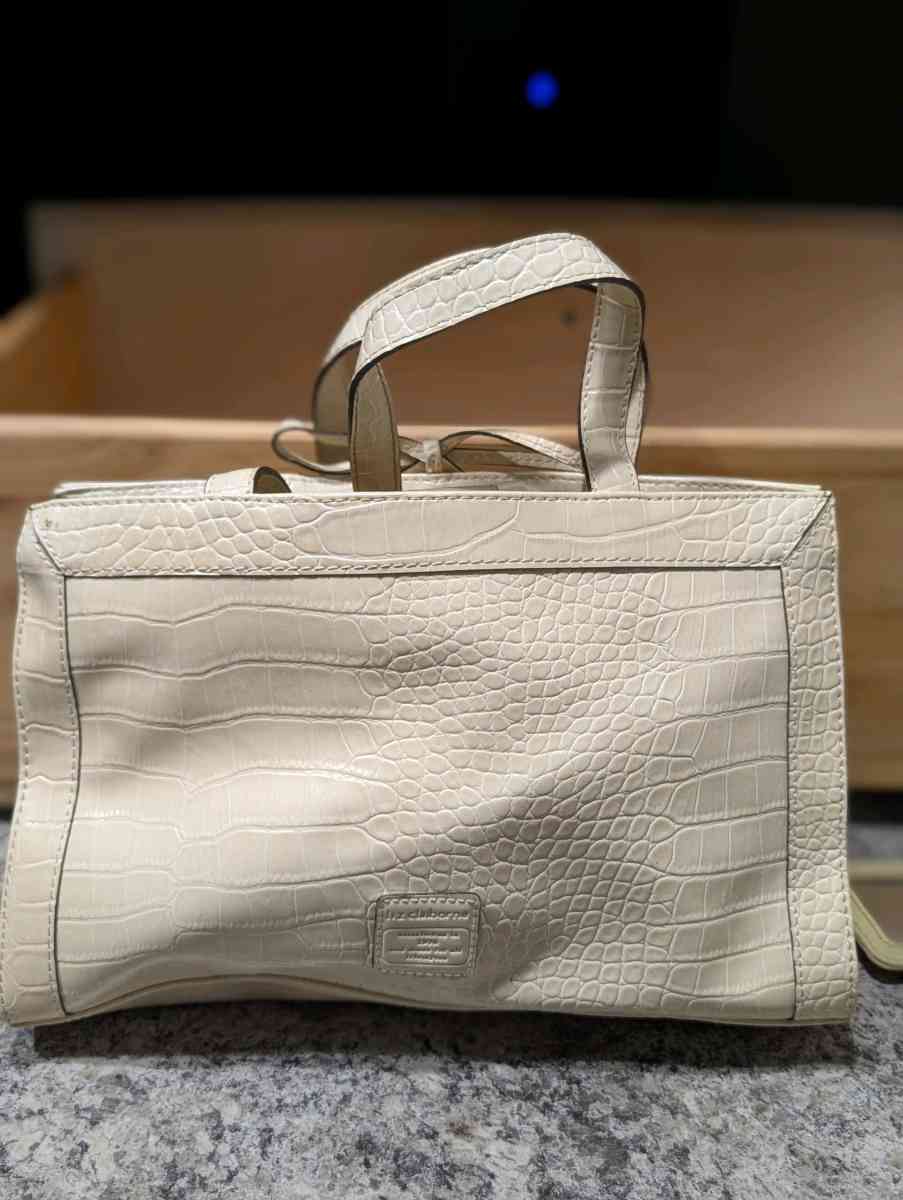Cream Structured Leather Tote with Double Handles