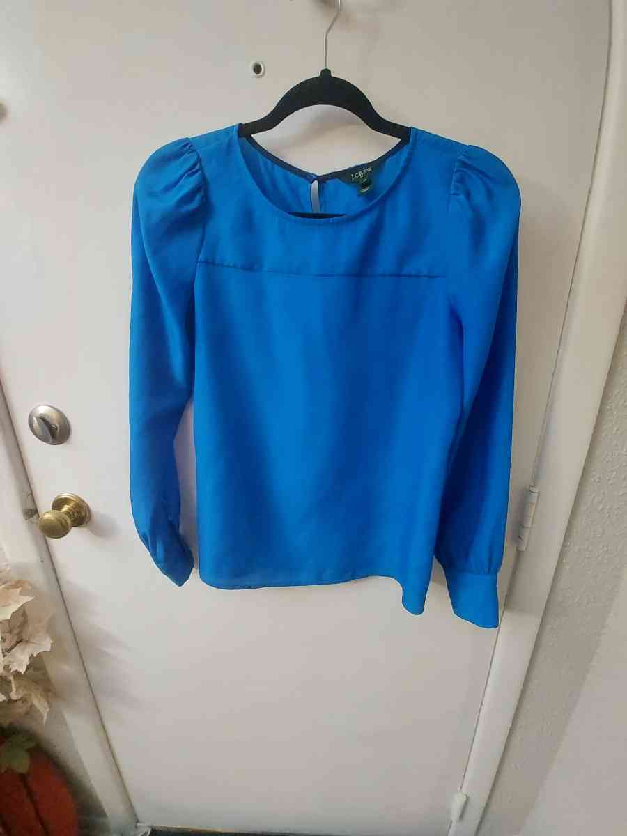 J Crew Factory Blue Long Sleeve Blouse Size XXS