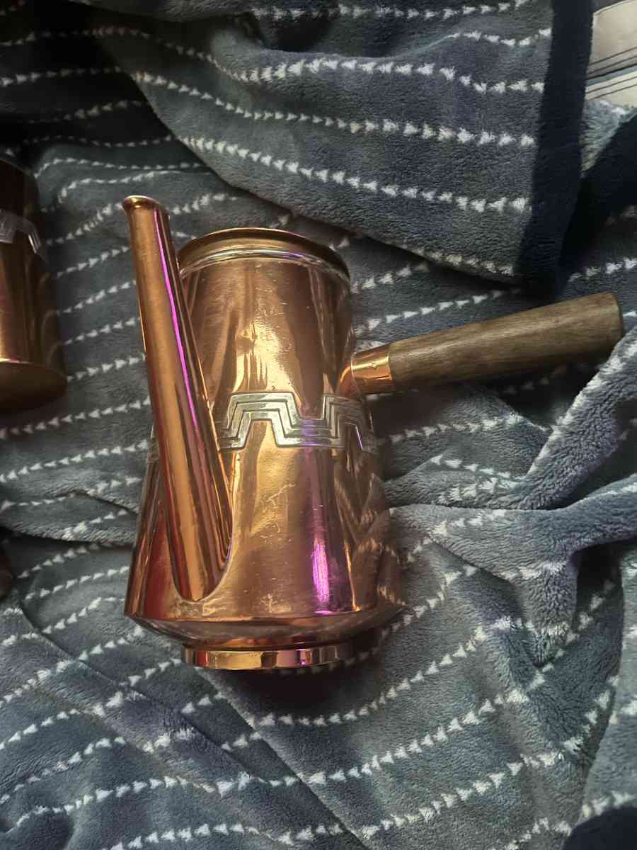 copper and silver Teaset