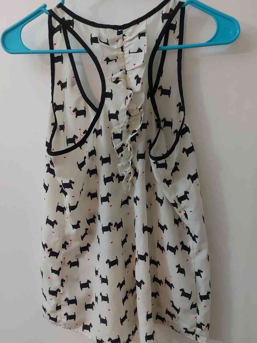 Candies Scotty Dog Sleeveless Ruffled Racerback Size S