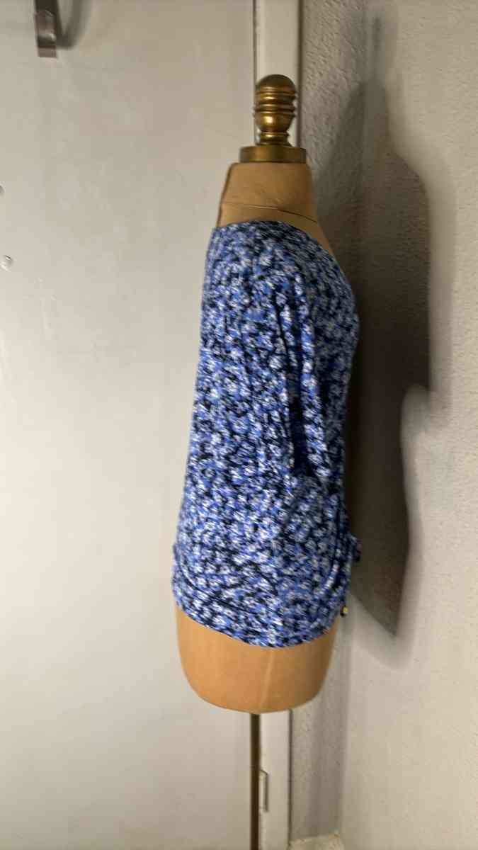 Michael Michael KORS Womens Midnight Blue Floral Short Sleev