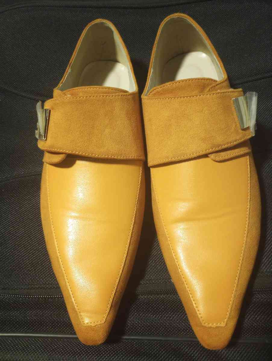 Mens Orange Pointed Toe Dress Shoes