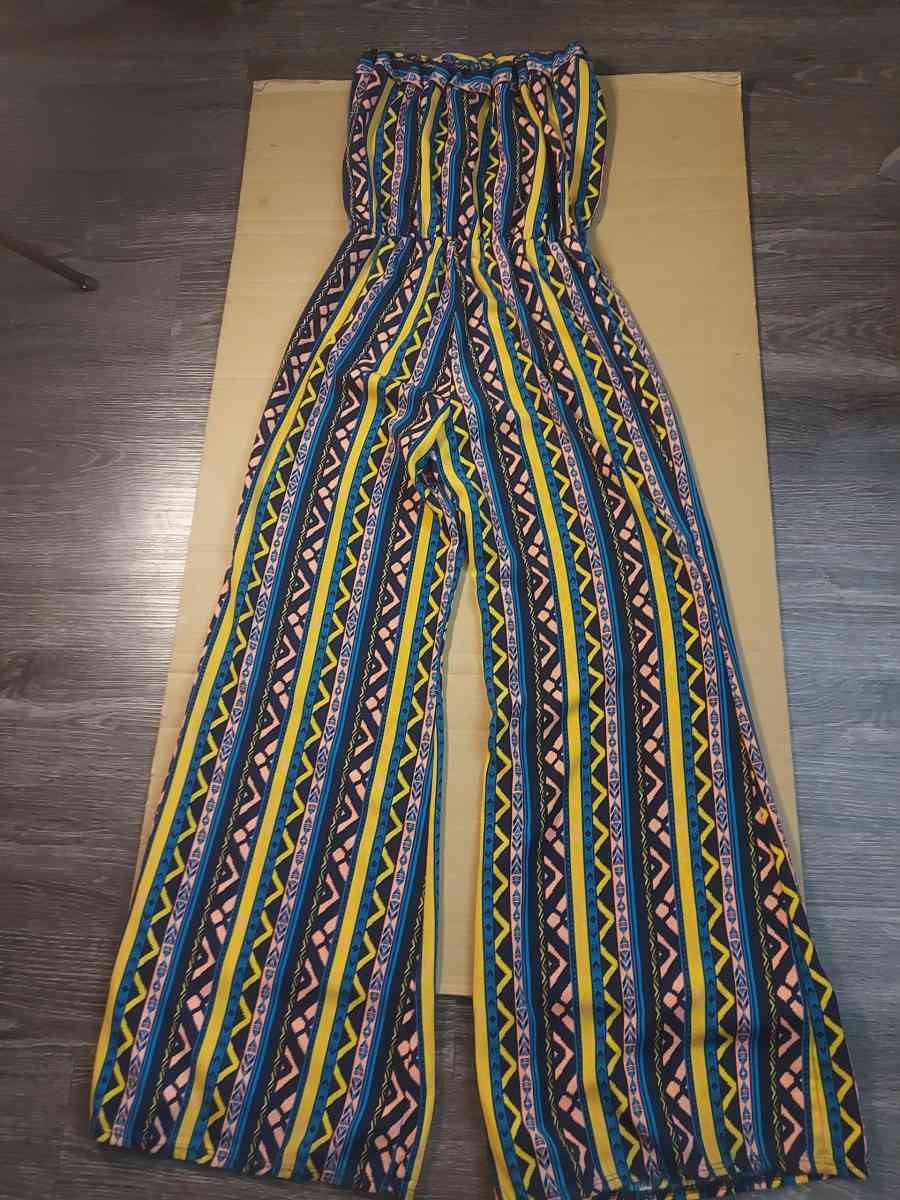 Rainbow Strapless Multicolor Jumpsuit Size S