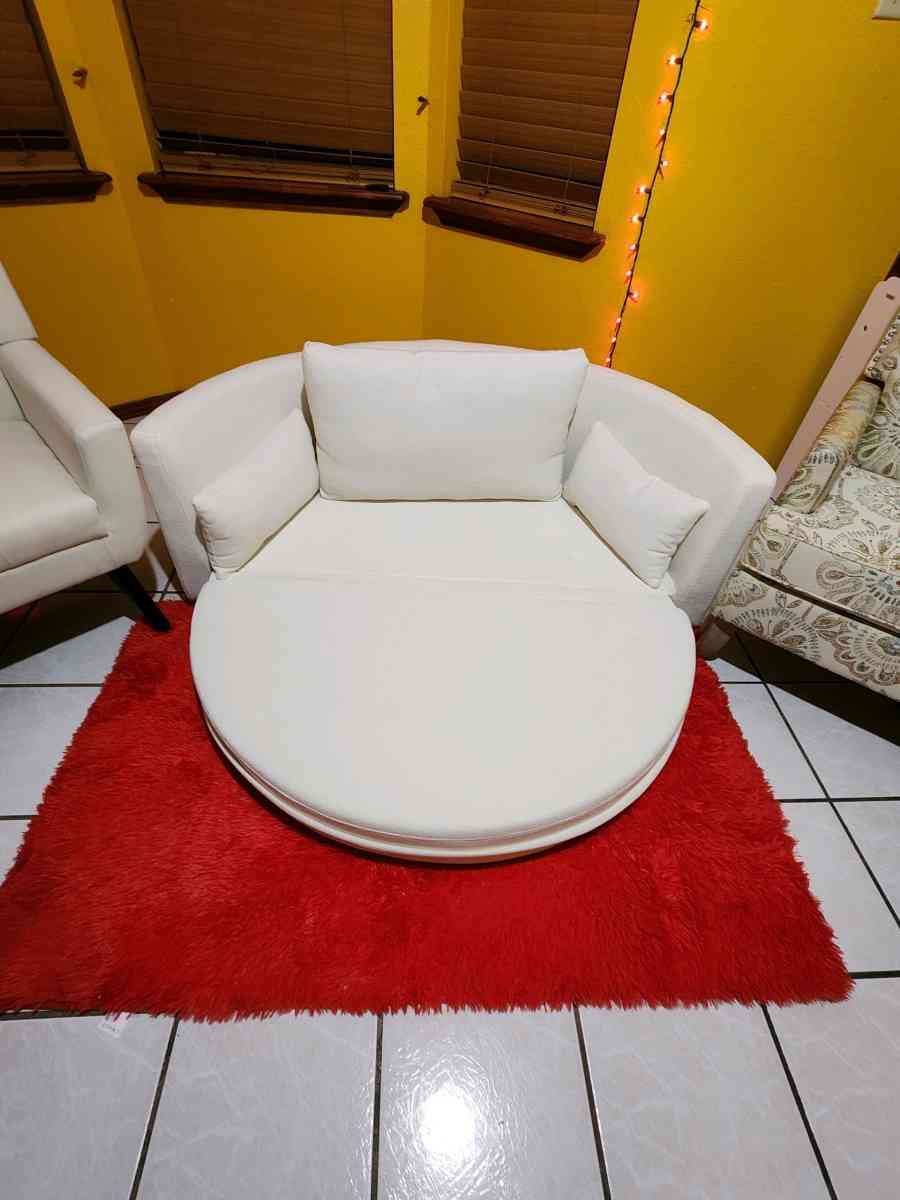 NEWSof cama plegable convertible redondo beige moderno