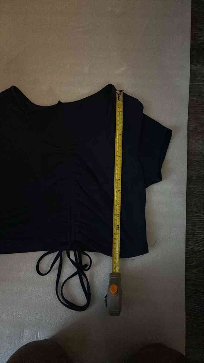 SHEIN Navy Shirred Tie Front Crop Top Size L