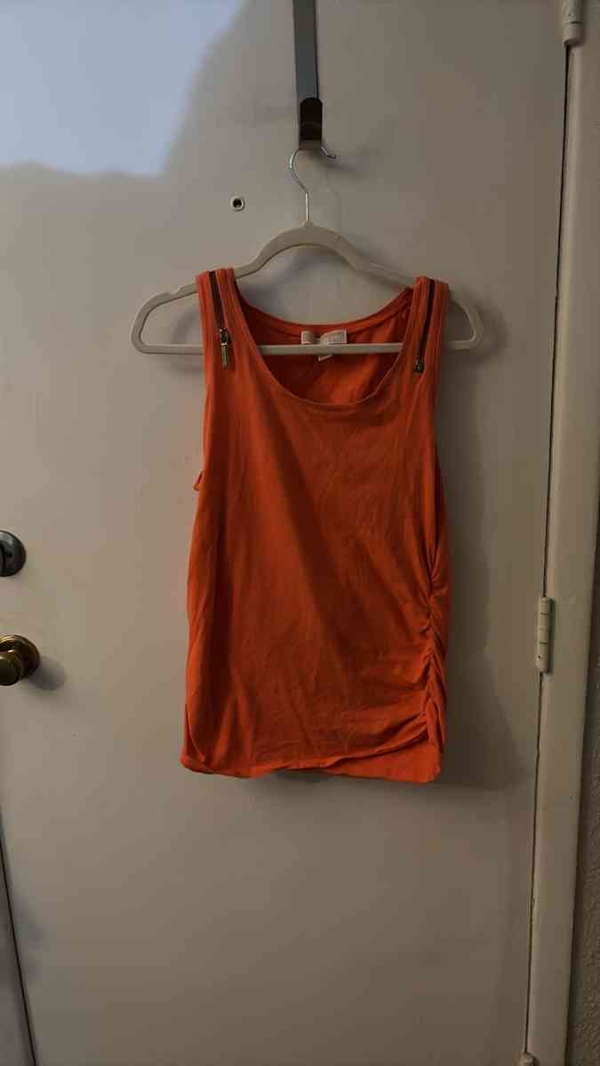 MICHAEL Michael Kors Orange Zip Accent Casual Tank Size L
