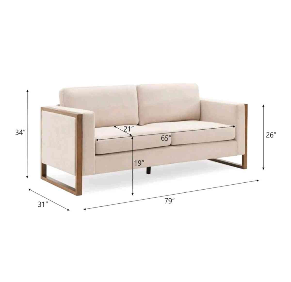 Loveseat Sofa Modern Sofa with Solid Wood Legs Elegant Comfo