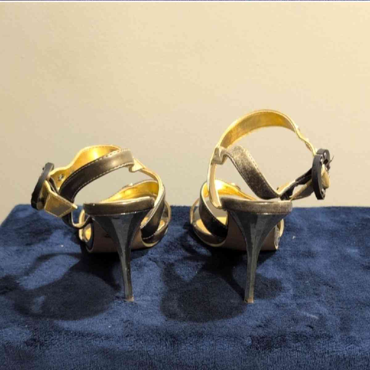Guess Gold and Silver Heels with Ankle Strap size 11