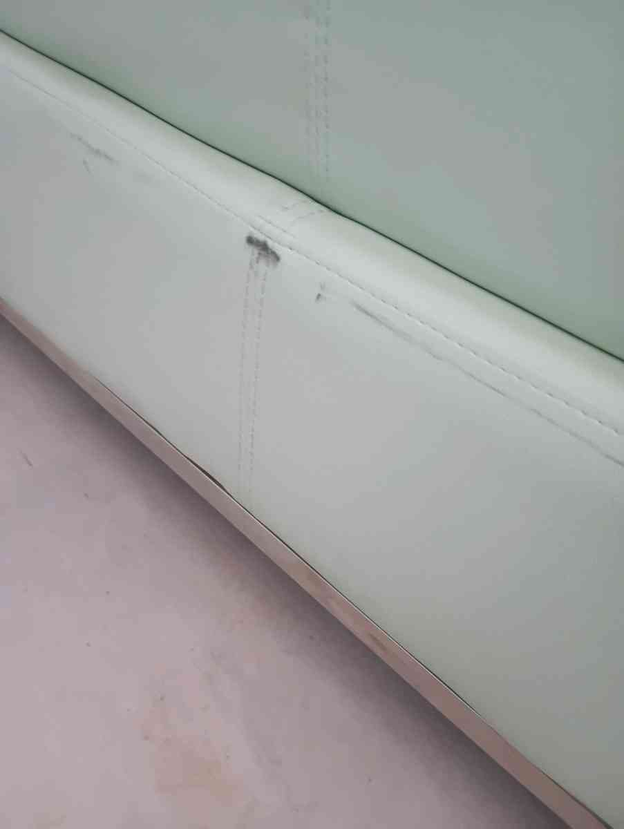 Celadon color Leather couch  FREE DELIVERY IF NEEDED