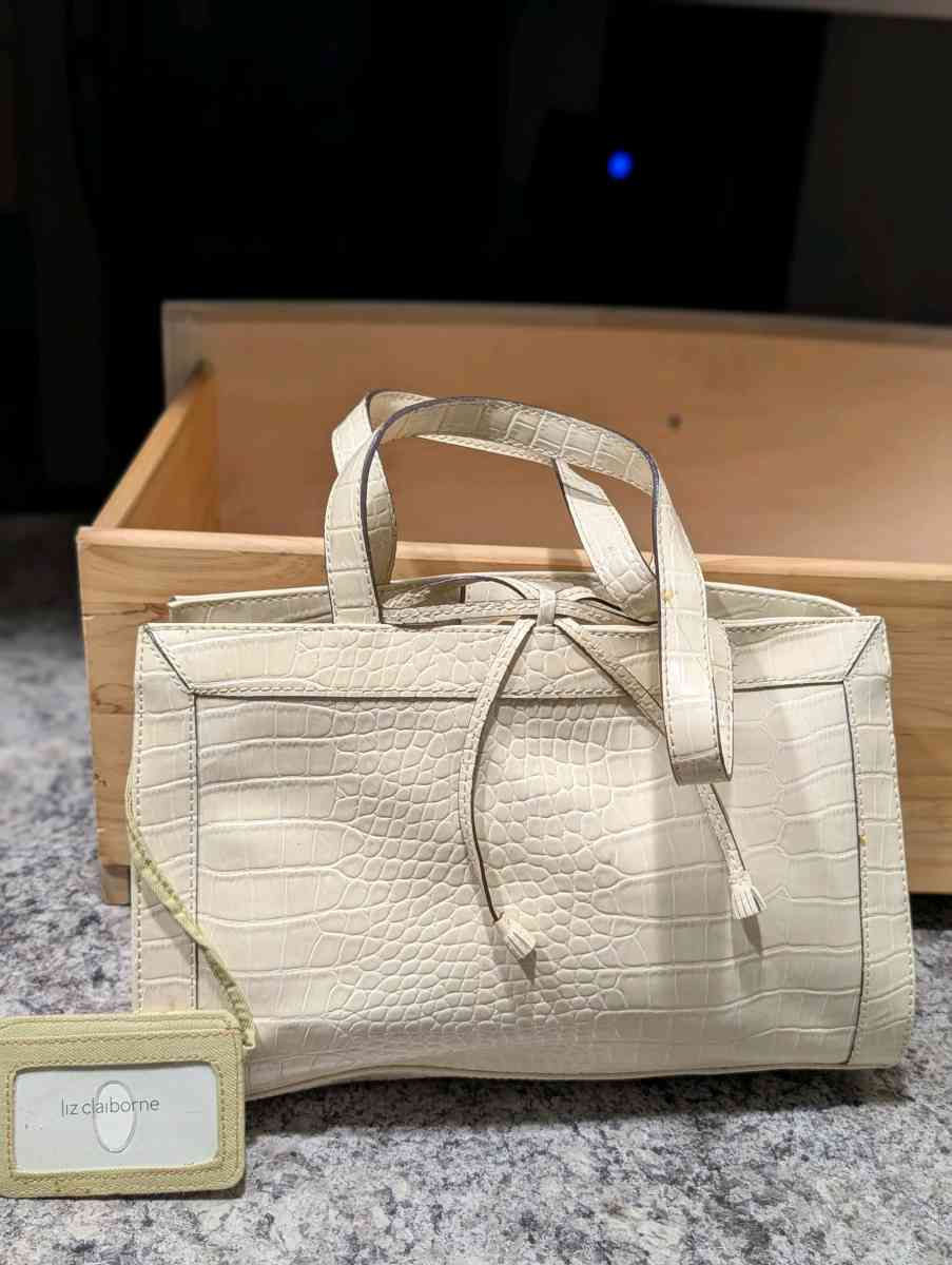 Cream Structured Leather Tote with Double Handles