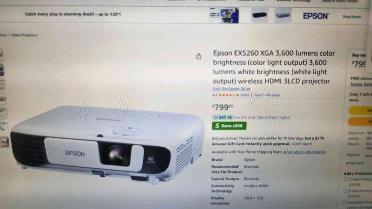 Epson EX 5260 pro video projector