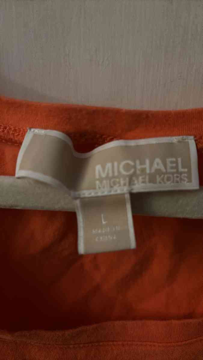 MICHAEL Michael Kors Orange Zip Accent Casual Tank Size L