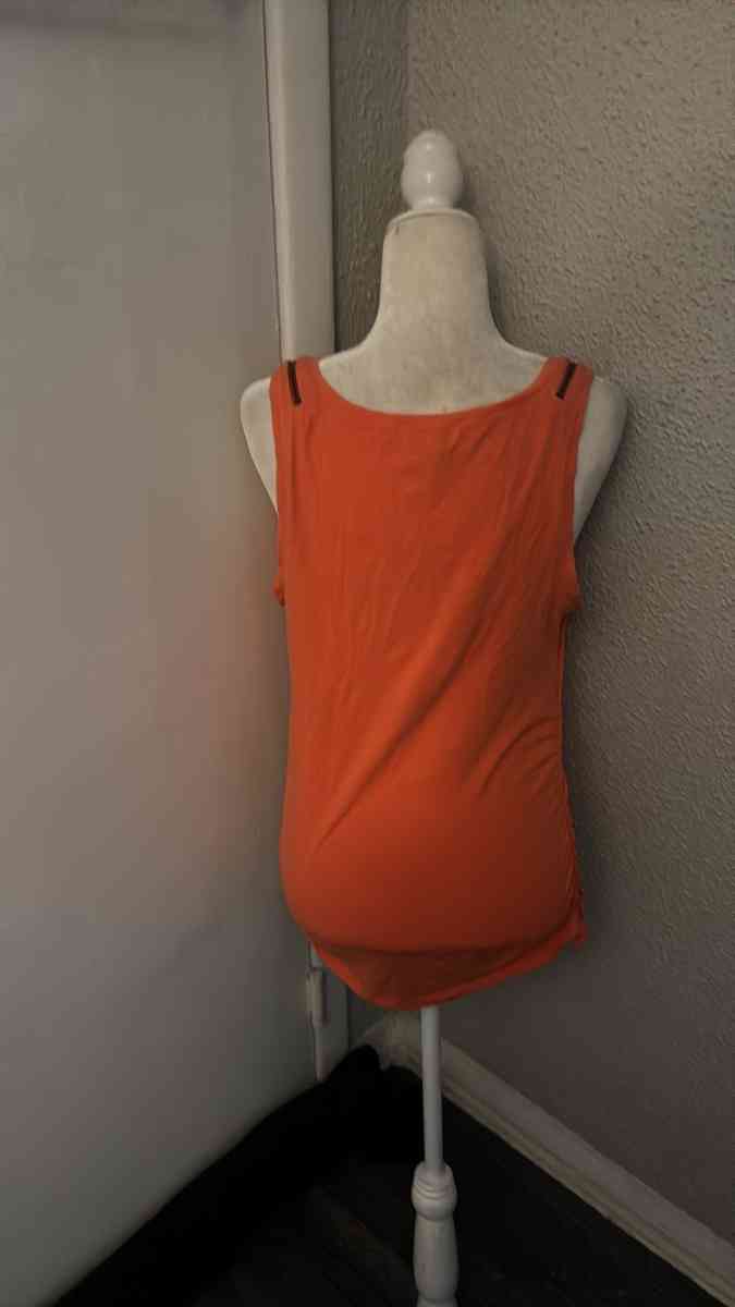 MICHAEL Michael Kors Orange Zip Accent Casual Tank Size L