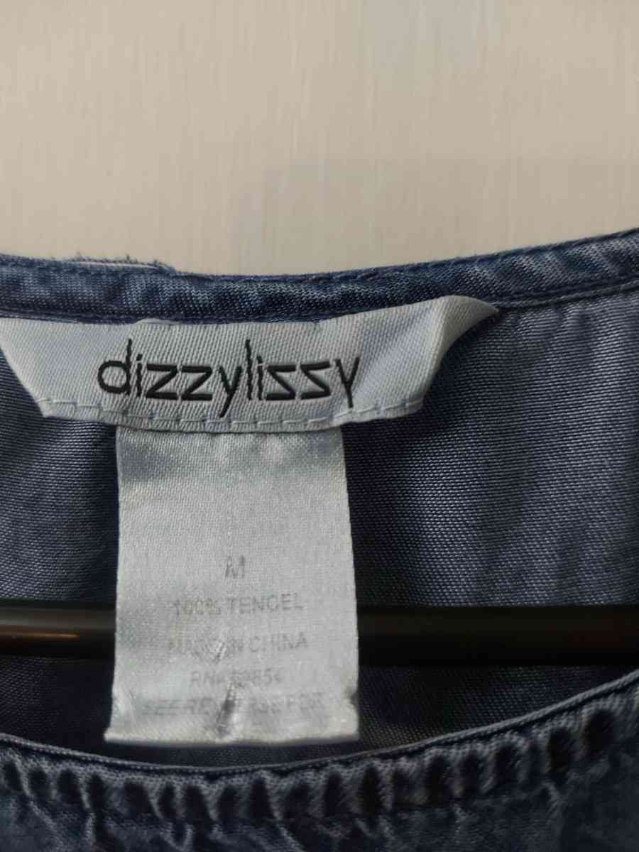 DizzyLissy Lightweight Denim Ruffle Top Size M Boho Festival