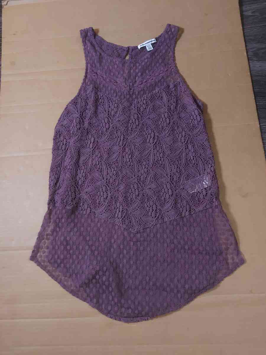 AEO American Eagle Outfitters Purple Crochet Tank Size XS Fe