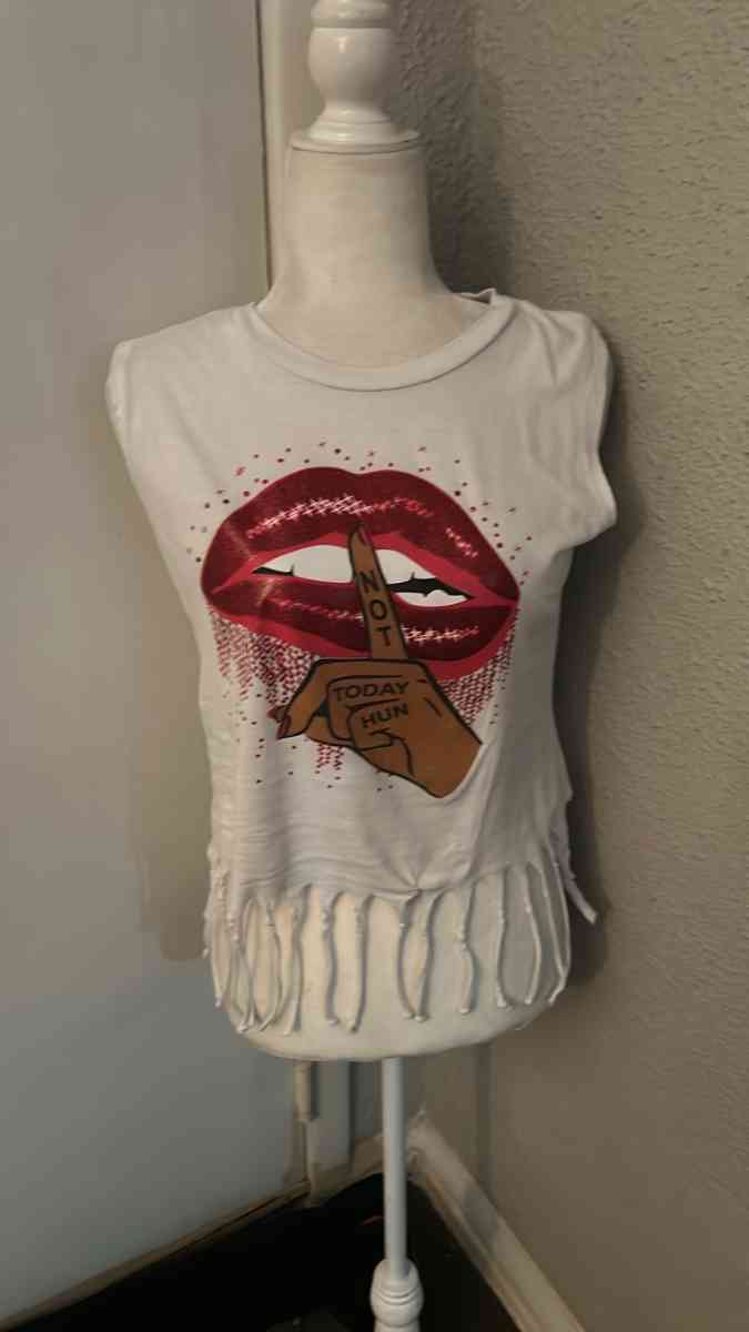 On Fire Not Today Fringed Tassel Muscle Tshirt Size M Festiv