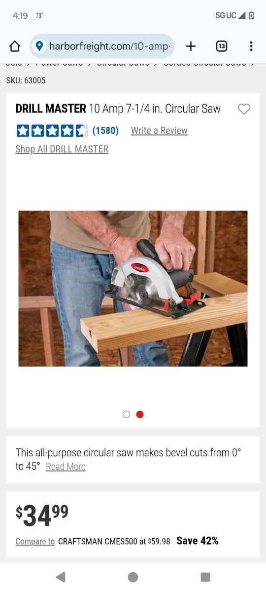 DRILL MASTER 10 Amp 714 in Circular Saw