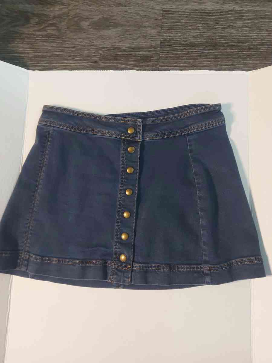 Free People Button Down Denim Skirt Size 6