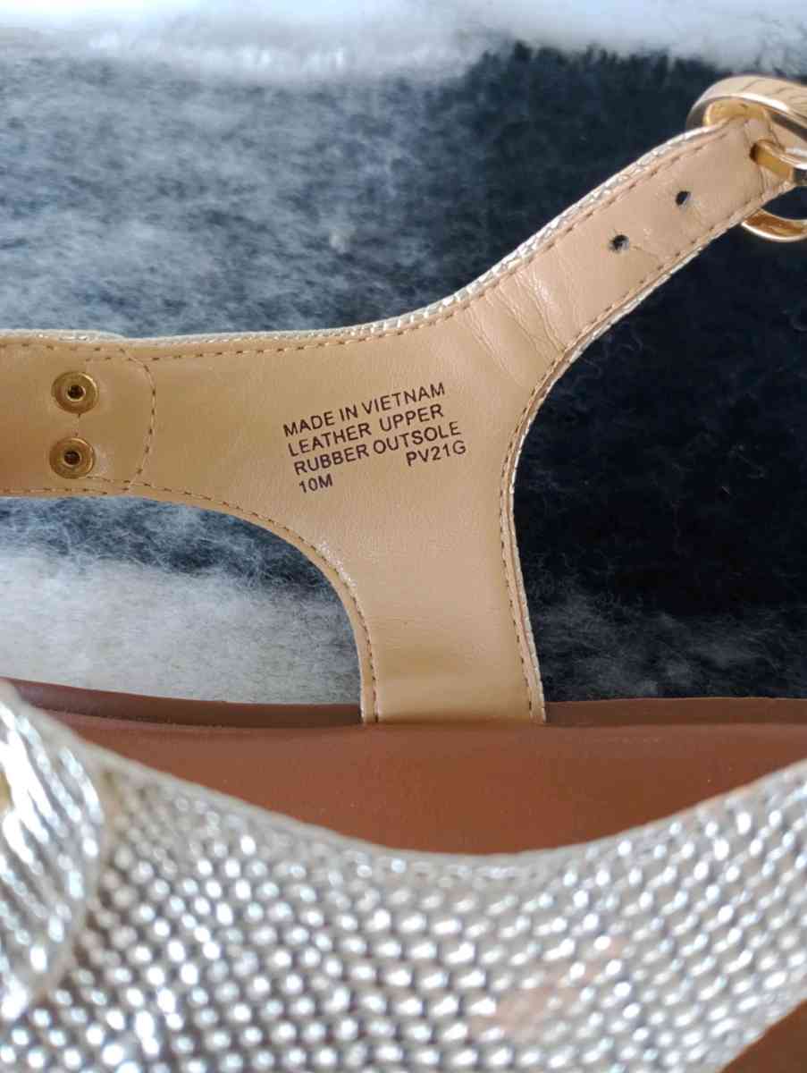 MICHAEL Michael Kors Plate Sandal Gold Metallic Snake Womens