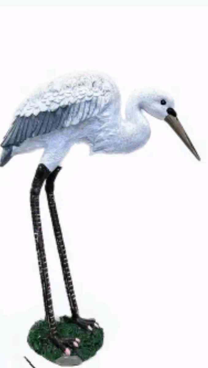 White Heron Resin Statue