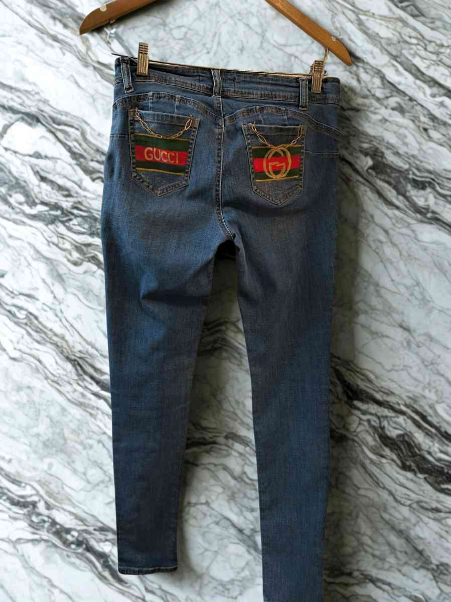 Hand painted Wax Butt Jeans