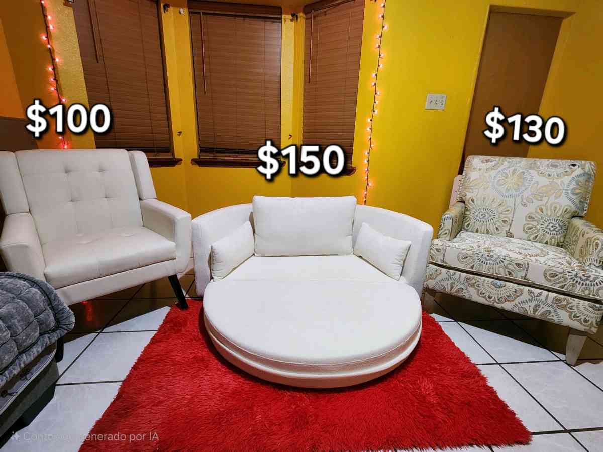 NEWSof cama plegable convertible redondo beige moderno