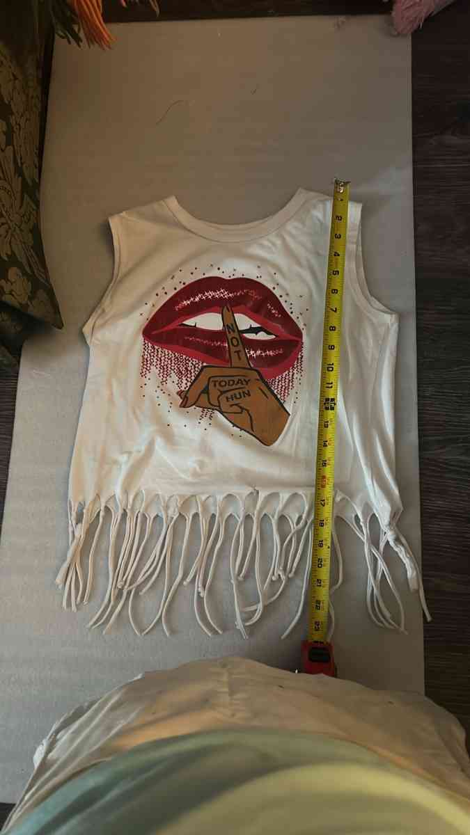 On Fire Not Today Fringed Tassel Muscle Tshirt Size M Festiv