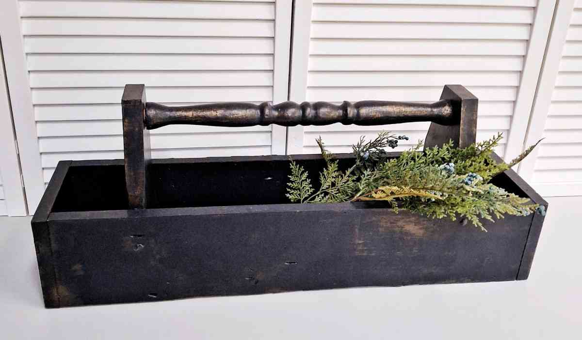 Large Vintage Black Wood Caddy with Antique Gold 28 Long