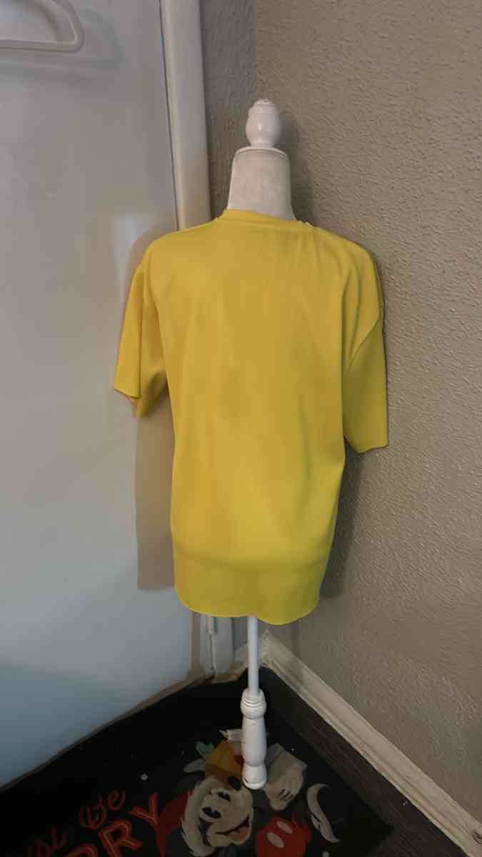 ZARA Yellow Ribbed Crewneck Top Short Sleeve Size Small
