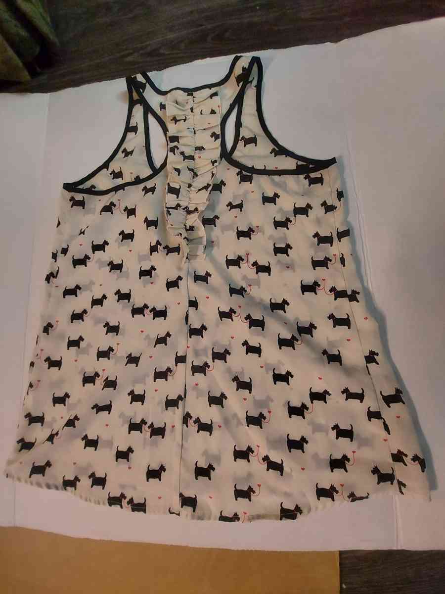 Candies Scotty Dog Sleeveless Ruffled Racerback Size S