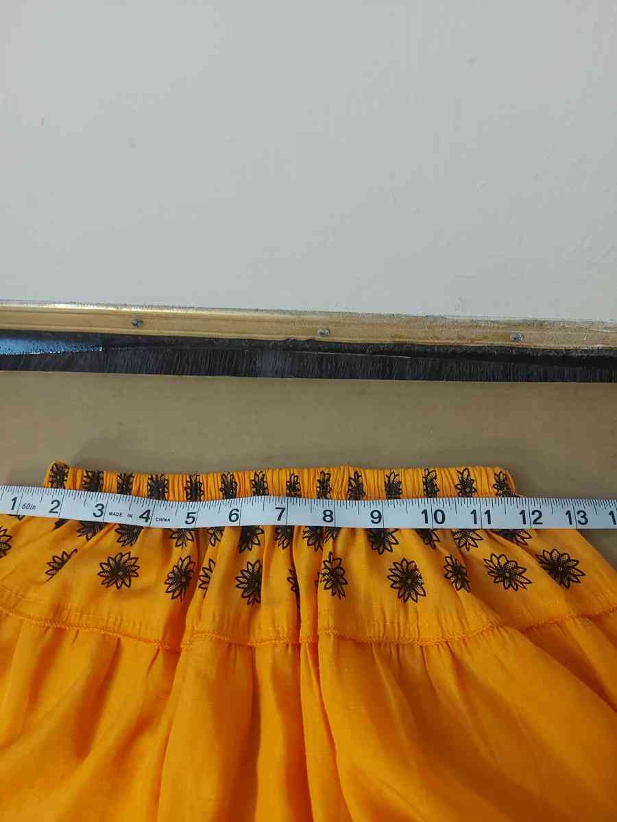 Vintage Orange and Black Screenprint Floral Skirt Fall Event