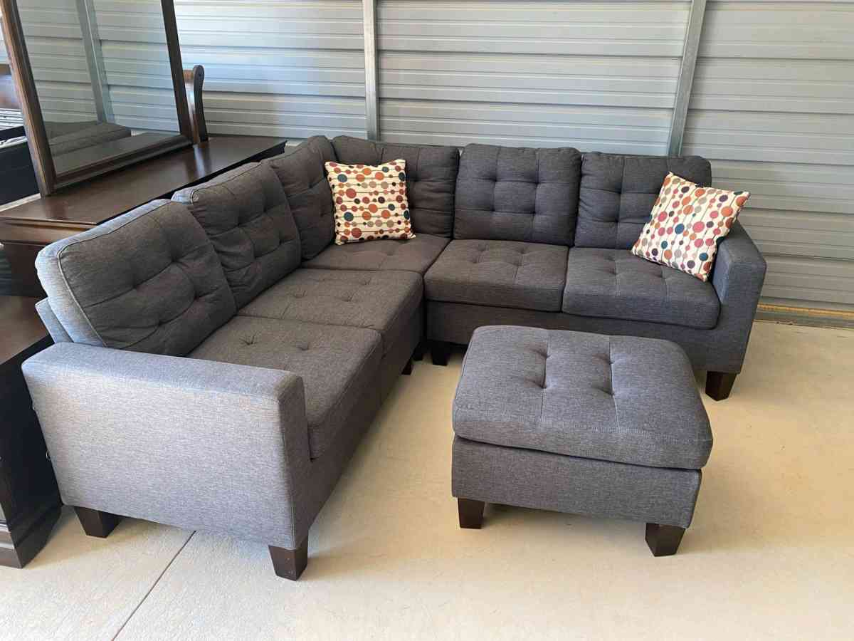 Grey sectional with ottoman Free Delivery If Needed