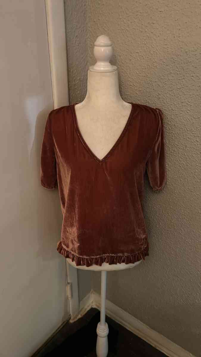 Madewell VelvetTulip Sleeve Ruffle Top Size S