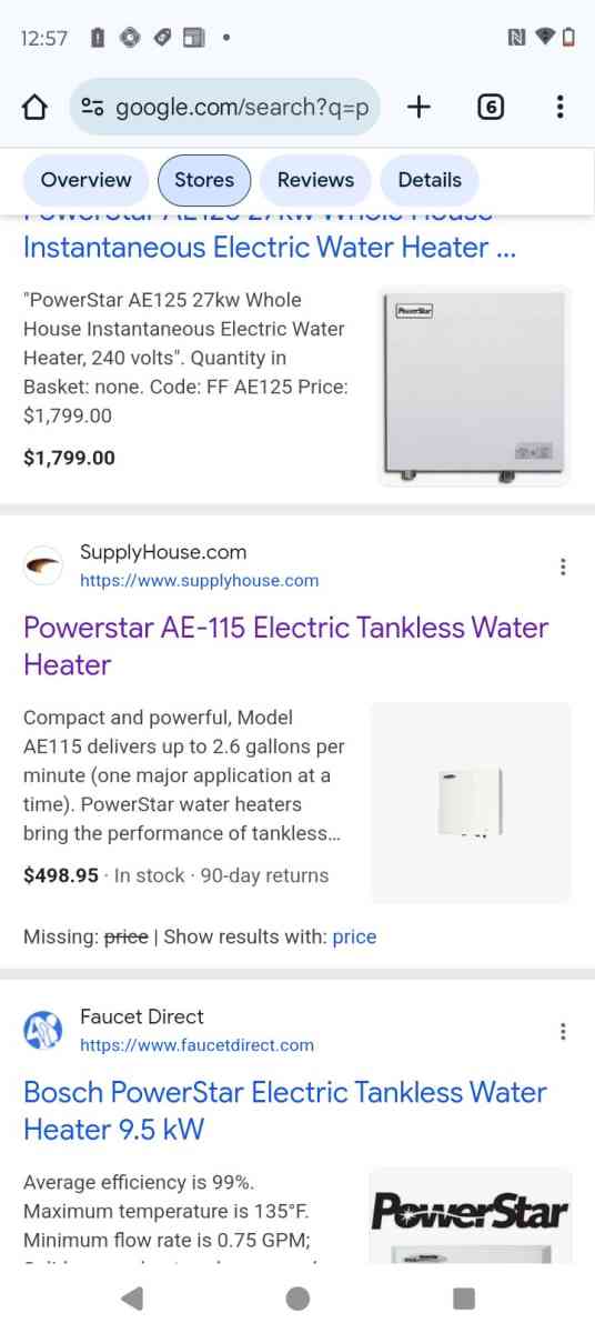 powerstar  electric tankless hot water heater