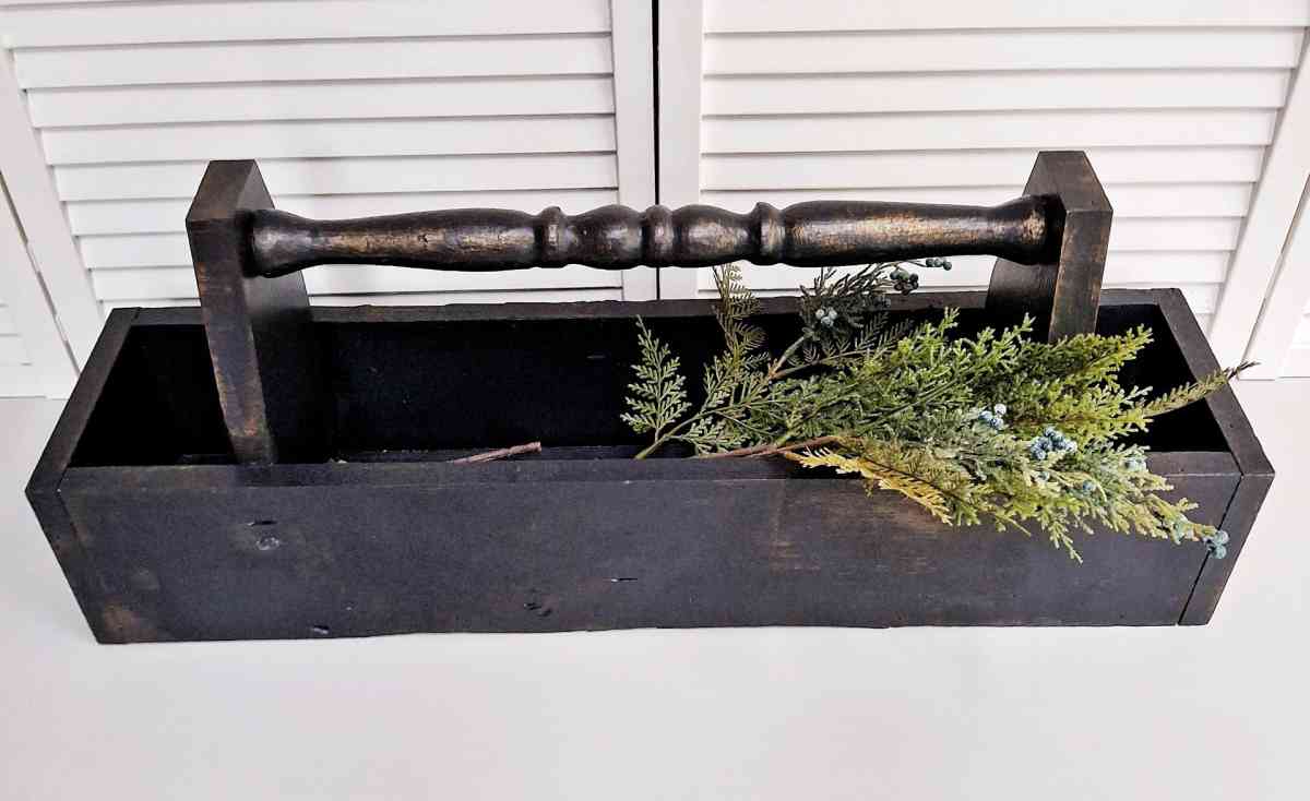 Large Vintage Black Wood Caddy with Antique Gold 28 Long