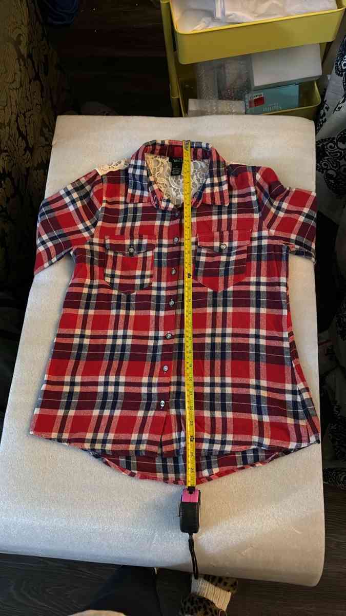 Rue21 Womens Western Lace Plaid Long Sleeve Button Down Top