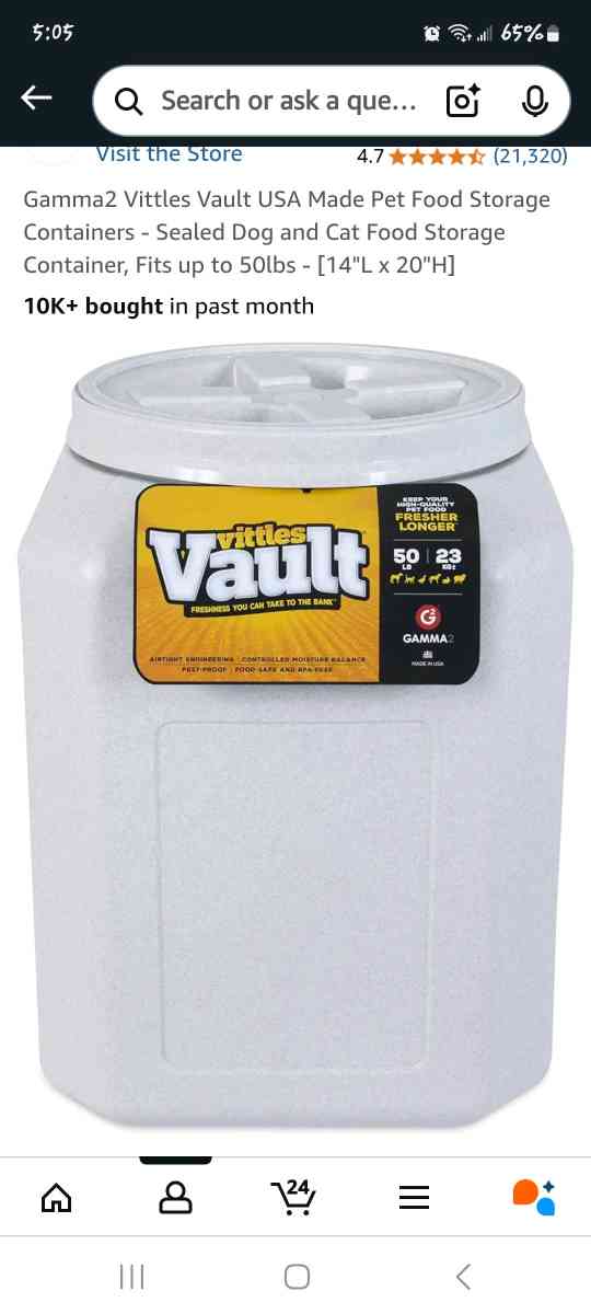 Vittles dog food container 50 lbs